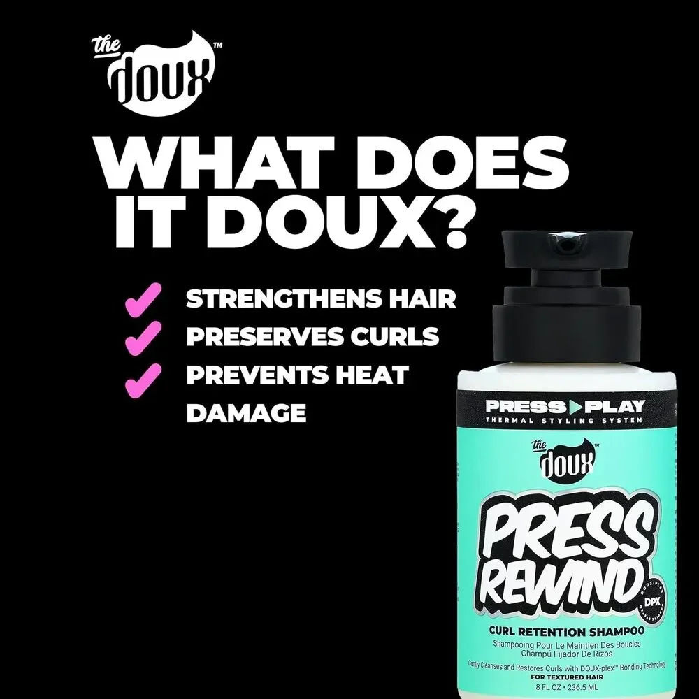 The Doux Press Rewind Curl Retention Shampoo – Strengthens & Protects Curls 8 oz